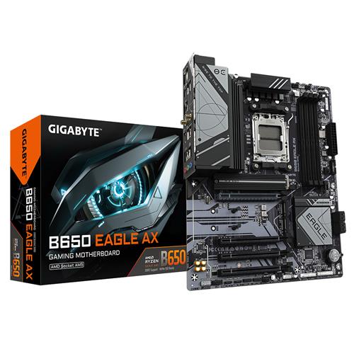GIGABYTE B650 EAGLE AX Motherboard - AMD Ryzen 9000 Series CPUs 12+2+2 Phases VRM up to 7600MHz DDR5 (OC) 1xPCIe 5.0 + 2xPCIe 4.0 M.2 GbE LAN WIFI 6E USB 3.2 Gen 2