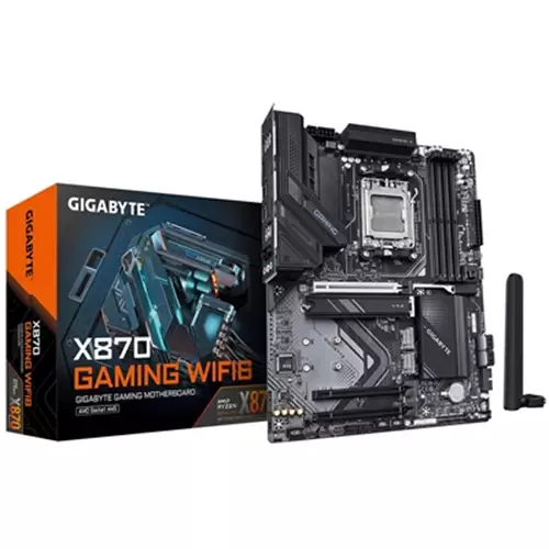 GIGABYTE X870 GAMING WIFI6 Motherboard - Supports AMD Ryzen 9000 CPUs 8+2+2 phases VRM up to 8000MHz DDR5 (OC) 1xPCIe 5.0 + 2xPCIe 4.0 Wi-Fi 6 2.5GbE LAN USB 4