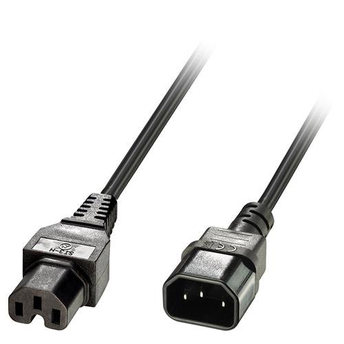 Lindy 2m IEC C14 to IEC C15 'Hot Condition' Power Cable Black