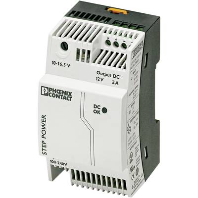 Phoenix Contact STEP-PS/1AC/12DC/3 Rail mounted PSU (DIN) 12 V DC 3.3 A 36 W No. of outputs:1 x Content 1 pc(s)