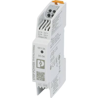 Phoenix Contact STEP3-PS/1AC/12DC/1.3/PT Rail mounted PSU (DIN) 12 V DC 1.3 A 15 W No. of outputs:1 x Content 1 pc(s)
