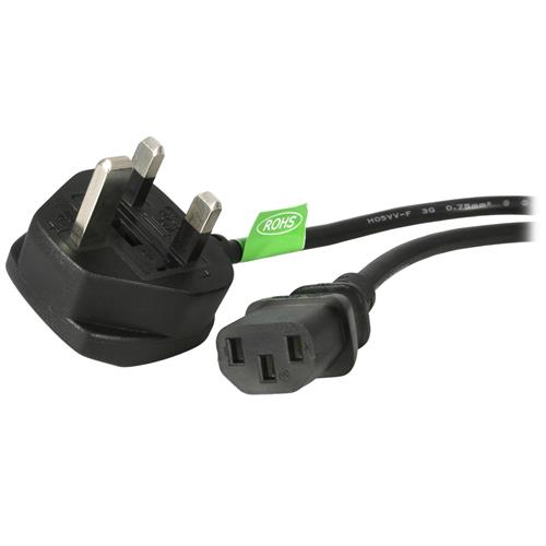 StarTech.com 3ft (1m) UK Computer Power Cable BS 1363 to C13 18AWG 10A 250V Replacement AC Power Cord Kettle Lead / UK Power Cord PC Power Supply Cable TV Power Cable