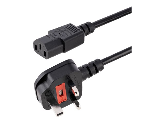 StarTech.com 3ft (1m) UK Computer Power Cable, BS 1363 to C13 Power Cord, 18AWG, 10A 250V, Black Replacement AC Power Cord, Monitor Power Cable, BS 1363 to IEC 60320 C13 Kettle Lead - PC Power Supply Cable (BS13U-1M-POWER-LEAD) - power cable - BS 1363 to power IEC 60320 C13 - 1 m