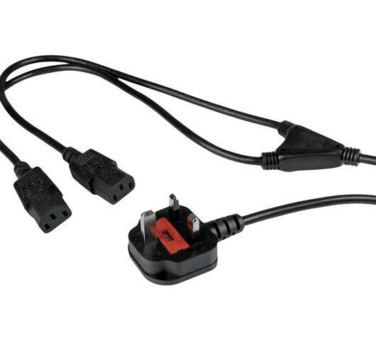 StarTech.com 6ft (2m) UK Computer Power Cable Y Splitter, 18AWG, BS 1363 to 2x C13 Power Cord, 10A 250V, Replacement AC Power Cord, Monitor Power Cable, BS 1363 to 2x IEC C13 Kettle Lead - PC Power Supply Cable - power splitter - BS 1363 to power IEC 60320 C13 - 1.8 m