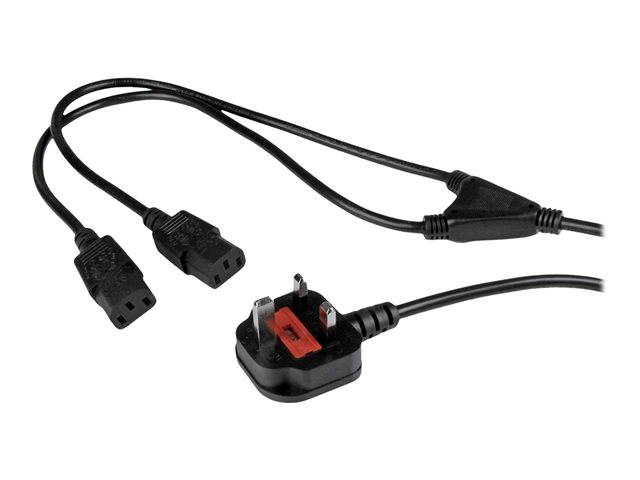 StarTech.com 6ft (2m) UK Computer Power Cable Y Splitter, 18AWG, BS 1363 to 2x C13 Power Cord, 10A 250V, Replacement AC Power Cord, Monitor Power Cable, BS 1363 to 2x IEC C13 Kettle Lead - PC Power Supply Cable - power splitter - BS 1363 to power IEC 60320 C13 - 1.8 m