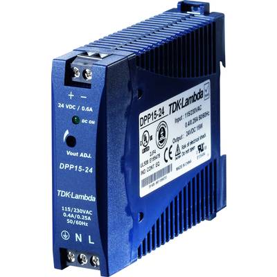 TDK-Lambda DPP15-24 Rail mounted PSU (DIN) 24 V DC 0.63 A 15 W No. of outputs:1 x Content 1 pc(s)