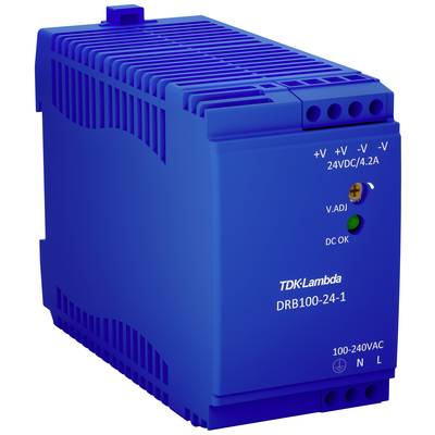 TDK-Lambda DRB100-24-1 Rail mounted PSU (DIN) 24 V DC 4.2 A 100.8 W No. of outputs:1 x Content 1 pc(s)