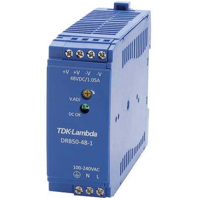 TDK-Lambda DRB50-48-1 Rail mounted PSU (DIN) 48 V DC 1.05 A 50.4 W No. of outputs:1 x Content 1 pc(s)
