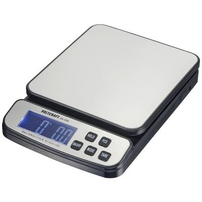 VOLTCRAFT DS-50S Table top scales Weight range 50 kg Readability 1 g battery-powered, via PSU (optional) Silver