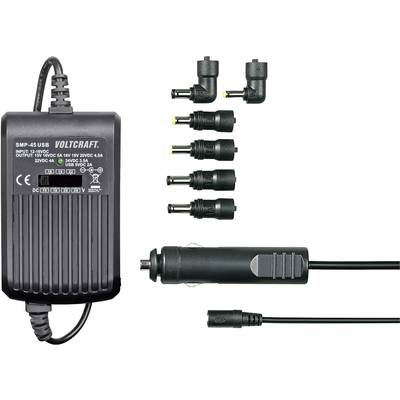 VOLTCRAFT SMP-45 USB Laptop PSU 45 W 9.5 V DC, 12 V DC, 15 V DC, 16 V DC, 18 V DC, 19 V DC, 20 V DC 3 A