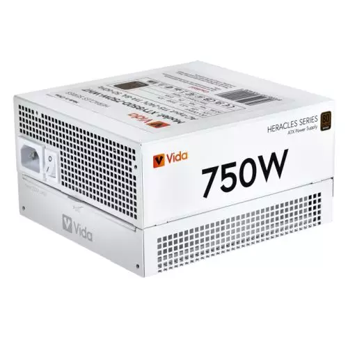 Vida 750W Heracles White ATX Gaming PSU 80+ Bronze 14cm Ultra-Quiet FDM Fan Flat White Cables Power Lead Not Included