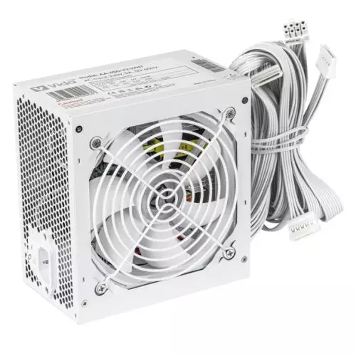 Vida Lite 650W ATX PSU Fluid Dynamic Ultra-Quiet Fan PCIe Flat White Cables Power Lead Not Included White