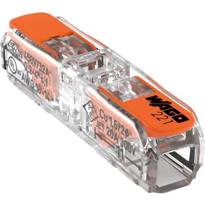 WAGO 221-2411 Connector clip flexible: 0.14-4 mm² fixed: 0.2-4 mm² Number of pins: 1 1 pc(s) Transparent, Orange