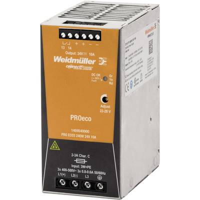 Weidmueller PRO ECO3 240W 24V 10A Rail mounted PSU (DIN) 12 V DC 10 A 240 W No. of outputs:1 x Content 1 pc(s)
