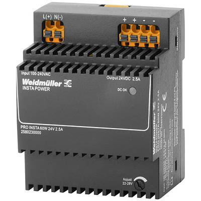 Weidmueller PRO INSTA 60W 24V 2.5A SMPSU 24 V DC 2.5 A 60 W Content 1 pc(s)
