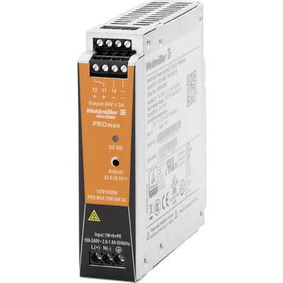 Weidmueller PRO MAX 72W 24V 3A Rail mounted PSU (DIN) 24 V DC 3 A 72 W Content 1 pc(s)