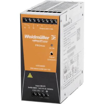 Weidmueller PRO MAX3 240W 24V 10A Rail mounted PSU (DIN) 12 V DC 10 A 240 W Content 1 pc(s)