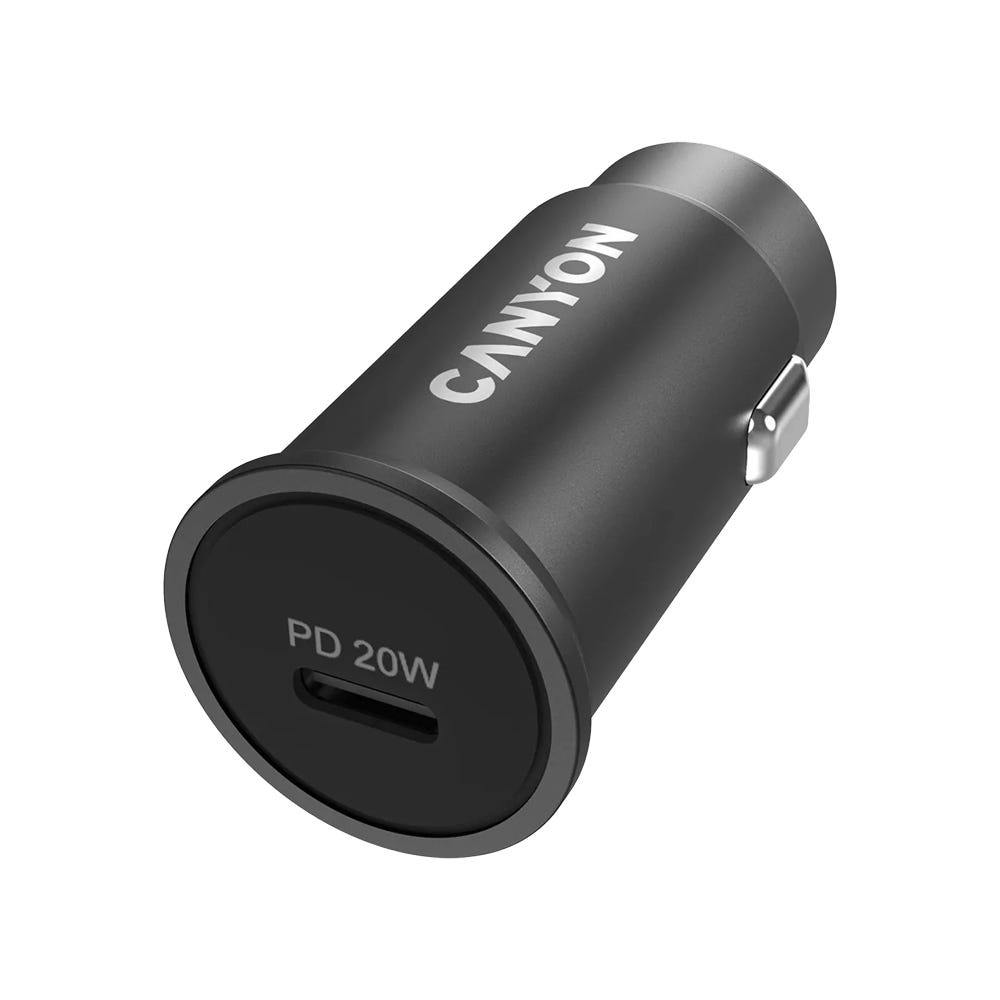 Canyon Car Charger C-20 20W Usb-C Black, Black