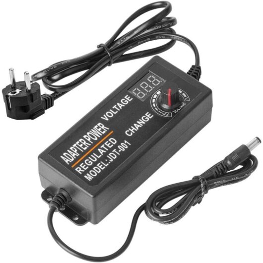 DC3-12V 5A 60W Adjustable Lighting Transformer with Adjustable Power Supply Switching Adapter with 5A Display Indicator Light Driver for LED Strip