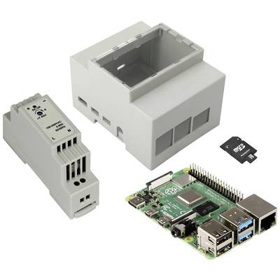 Joy-it DIN-Hutschienen-Kit Pi4 Raspberry Pi® 4 B 4 GB 4 x 1.5 GHz DIN rail mounted housing, DIN rail PSU, Noobs OS