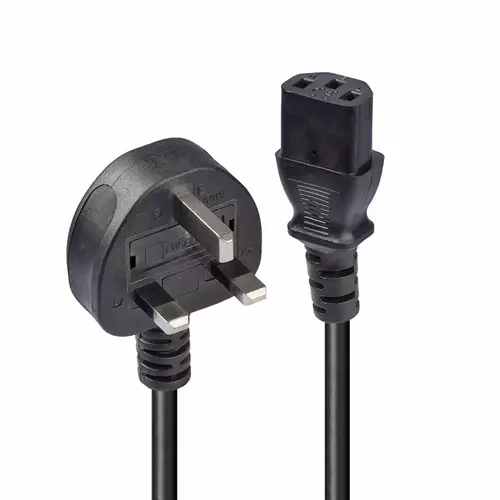 Lindy 15m UK 3 Pin Plug to IEC C13 mains power Cable Black