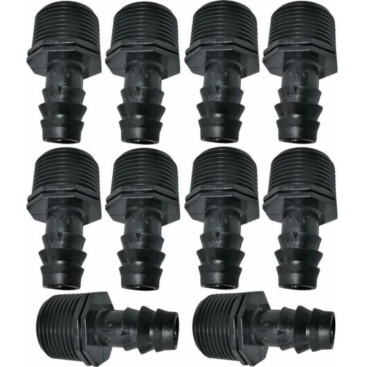 Linghhang - Pack of 10 ⌀16mmx3/4'' Barbed Male Drip Hose Adapters/Connectors External Thread (for ⌀16mm Hose) - Connector for Irrigation/Watering