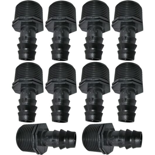Memkey - Set of 10 male adapters/fittings with barbs ⌀16 mm x 3/4 inch for drip line external thread (for pipe with ⌀ 16 mm) - connection for