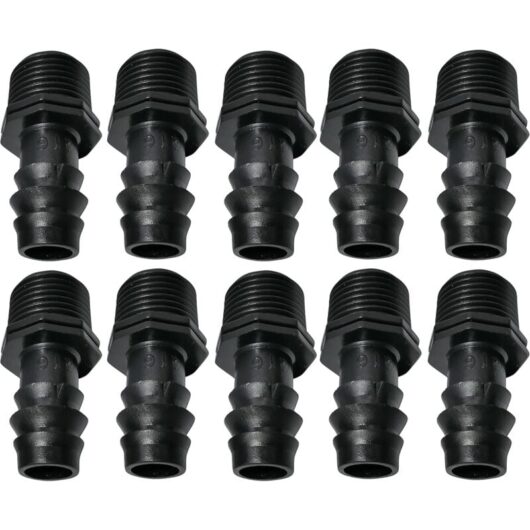Set of 10 male adapters/fittings with barbs ⌀16 mm x 1/2'' for drip hose external thread (for ⌀16 mm hose) - connection for irrigation/watering system