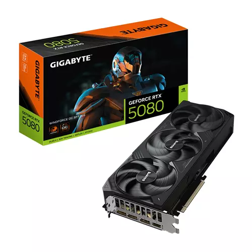 GIGABYTE GeForce RTX 5080 WINDFORCE OC SFF 16G Graphics Card - 16GB GDDR7 256bit PCI-E 5.0 2670MHz Core Clock 3 x DP 2.1a 1 x HDMI 2.1b GV-N5080WF3OC-16GD