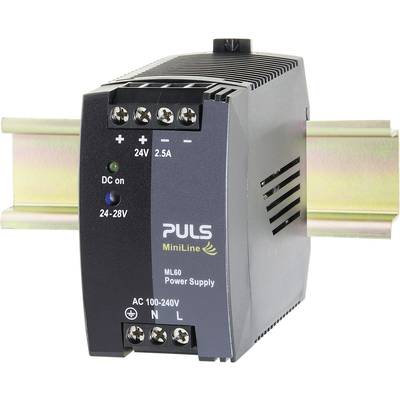 PULS MiniLine ML60.242 Rail mounted PSU (DIN) 24 V DC 2.5 A 60 W No. of outputs:1 x Content 1 pc(s)