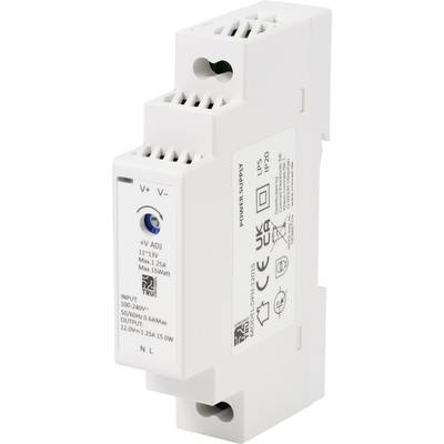 TRU COMPONENTS DPH-12015 Rail mounted PSU (DIN) 12 V DC 1.25 A 15 W No. of outputs:1 x Content 1 pc(s)
