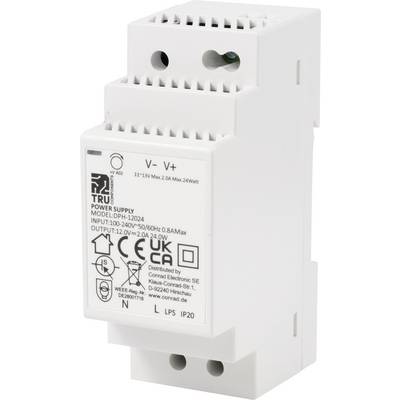 TRU COMPONENTS DPH-12024 Rail mounted PSU (DIN) 12 V DC 2 A 24 W No. of outputs:1 x Content 1 pc(s)
