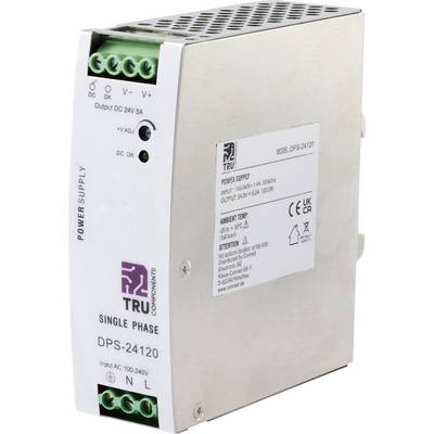 TRU COMPONENTS DPS-24120 Rail mounted PSU (DIN) 24 V DC 5 A 120 W No. of outputs:1 x Content 1 pc(s)