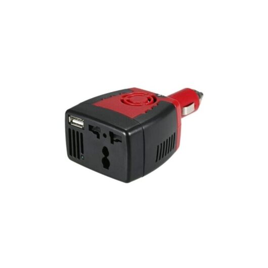 150W dc 12V to ac 220V Power Inverter, Automatic Voltage Converter, Car Inverter Adapter with Cigarette Lighter, Black and Red Mumu