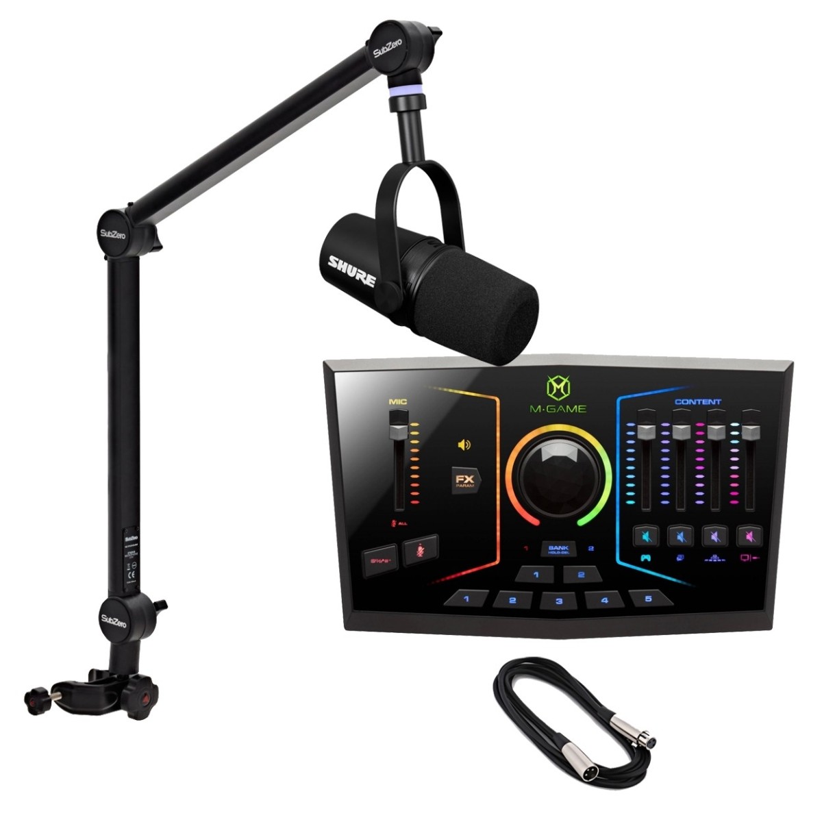 M-AUDIO M-GAME DUAL and Shure MV7X Streaming Bundle