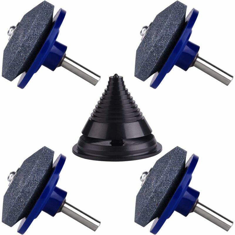 Trimec - 4 Packs Affuteur Lame Tondeuse Gazon ,Accessoires pour Tondeuses avec 1 Pcs Kit D'équilibrage de Lame ,Outils D'affûtage pour Lame Tondeuse