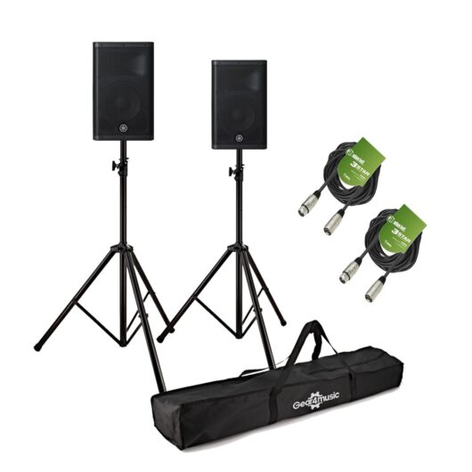 Yamaha DXR10mkII 10 Active PA Speaker Bundle with Stands and Cables