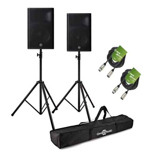 Yamaha DXR15mkII 15 Active PA Speaker Bundle with Stands and Cables