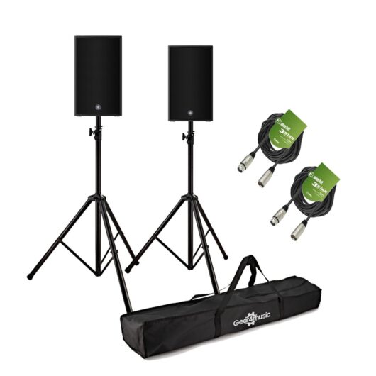 Yamaha DZR10 10 Active PA Speaker Bundle with Stands and Cables