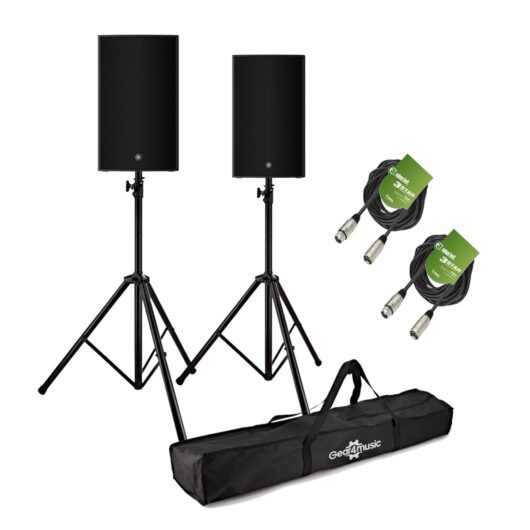 Yamaha DZR15 15 Active PA Speaker Bundle with Stands and Cables
