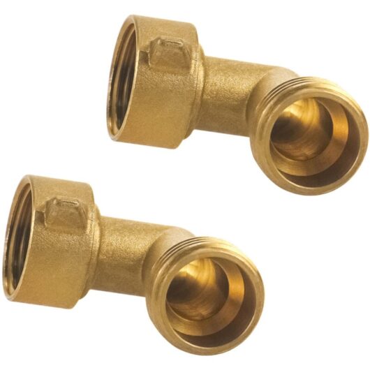 2 Pack 90 Degree Garden Hose Elbow, 3/4'' Brass Garden Hose Elbow Adapter with Pressure Washers for RV Water Hookups Residential Outdoor Faucets
