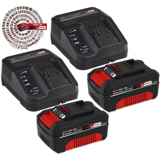 Einhell 18v / 36v Power X-Change Kit - 2x 4.0Ah Battery + 2x 3ah Fast Charger