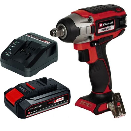 Einhell 18v Power X-Change Cordless Impact Wrench 1/2"" 230Nm IMPAXXO + 2.5Ah Kit