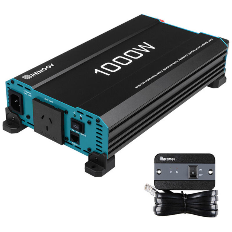 Renogy - 1000W/2000W 12V to 230V Pure Sine Wave Inverter with eu Socket and Priority Function ̈c For Mobile Power Supply