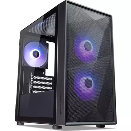 TecWare Forge M2 mATX PC Case Compact High Airflow Mesh Front Panel 3 x ARGB Fans Included Hinged Tempered Glass Door Supports 240mm Radiator mATX/ITX Black