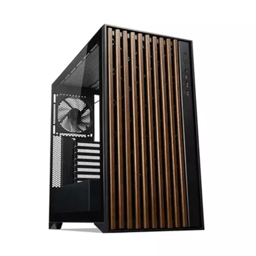 TecWare Timber ATX PC Case High Airflow Mid Tower with Wood Front Panel 4 Pre-Installed 120mm Fans Tool-Free Dual Glass Panels USB-C Supports 360mm Radiators ATX/mATX/ITX - Black
