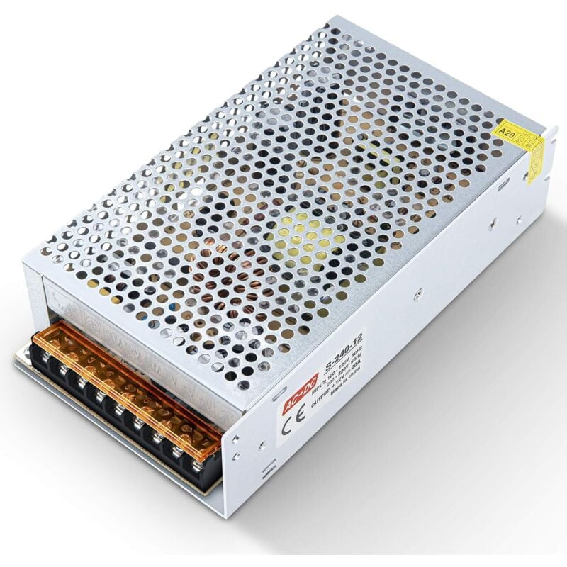 12V 20A Switching Power Supply, 240W LED Transformer, AC 110V/240V to DC 12V Switching Converter for Radio, LED Strips, and Printers
