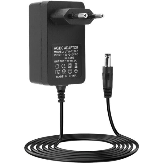 12V 2A 24W Universal Power Adapter, 12V 24W AC DC Transformer for Speakers, LED Strips, Routers, CCTV Cameras and Other Electronic Devices, 12V 2A