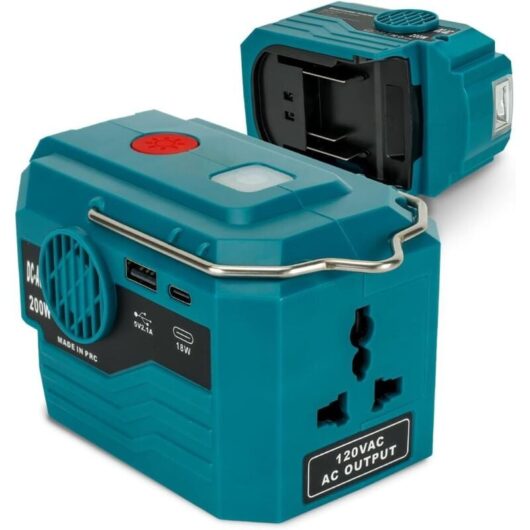 200W Power Inverter for Makita 18V Battery, 18V DC to 110-120V AC Portable Power Station with 1 USB Port, 1 USB-C Port, 280LM LED Light for Outdoor,