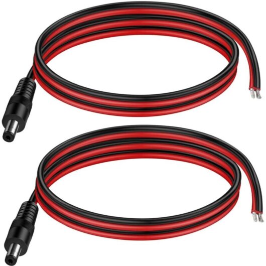 2PCS 14AWG 5.5 X 2.1mm DC Power Pigtail Cables,12V 10A DC Power Connector for Video Monitor CCTV Camera Cable LED Strip DC Connector(1m)